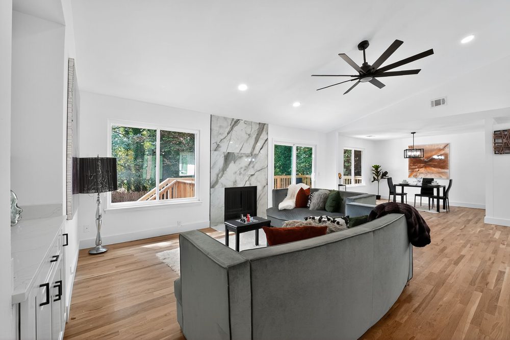 Renovated living room at 1437 Stoneleigh Hill